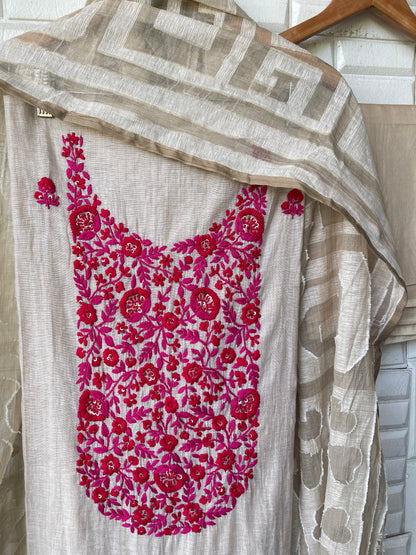 Linen silk unstitched ladies suit Rc17746