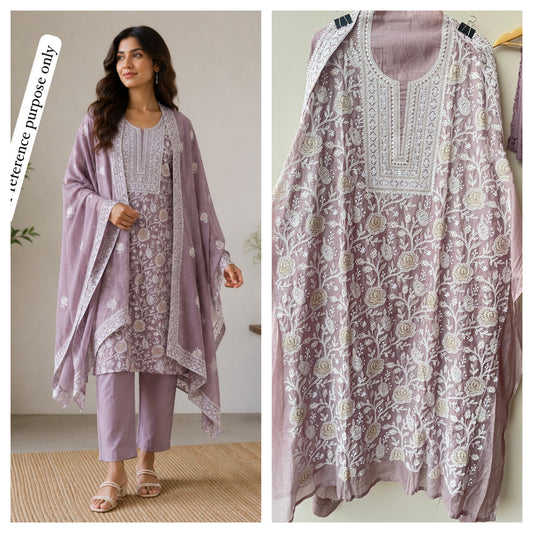 Pure Mul Chanderi Unstitched Ladies Suit RC-18859