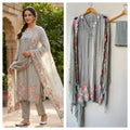 Satin crepe unstitched ladies suit Rc19318
