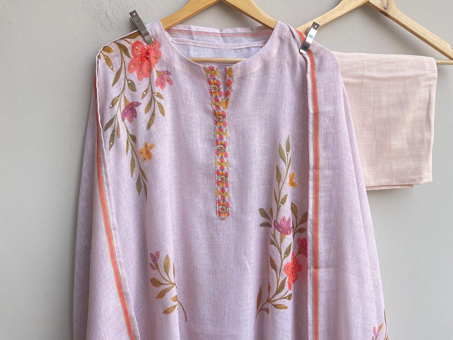 Pure linen printed unstitched ladies suit Rc18528