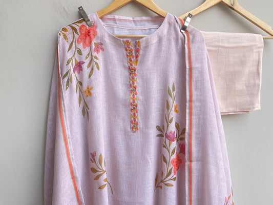 Pure linen printed unstitched ladies suit Rc18528