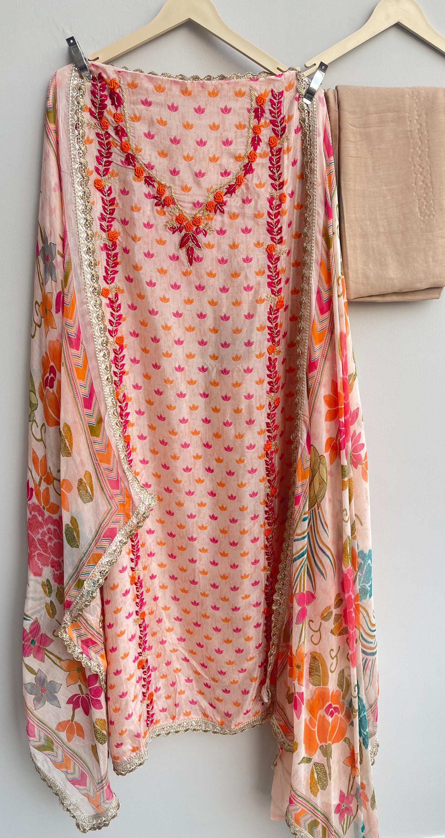 Glass organza unstitched ladies suit Rc17897