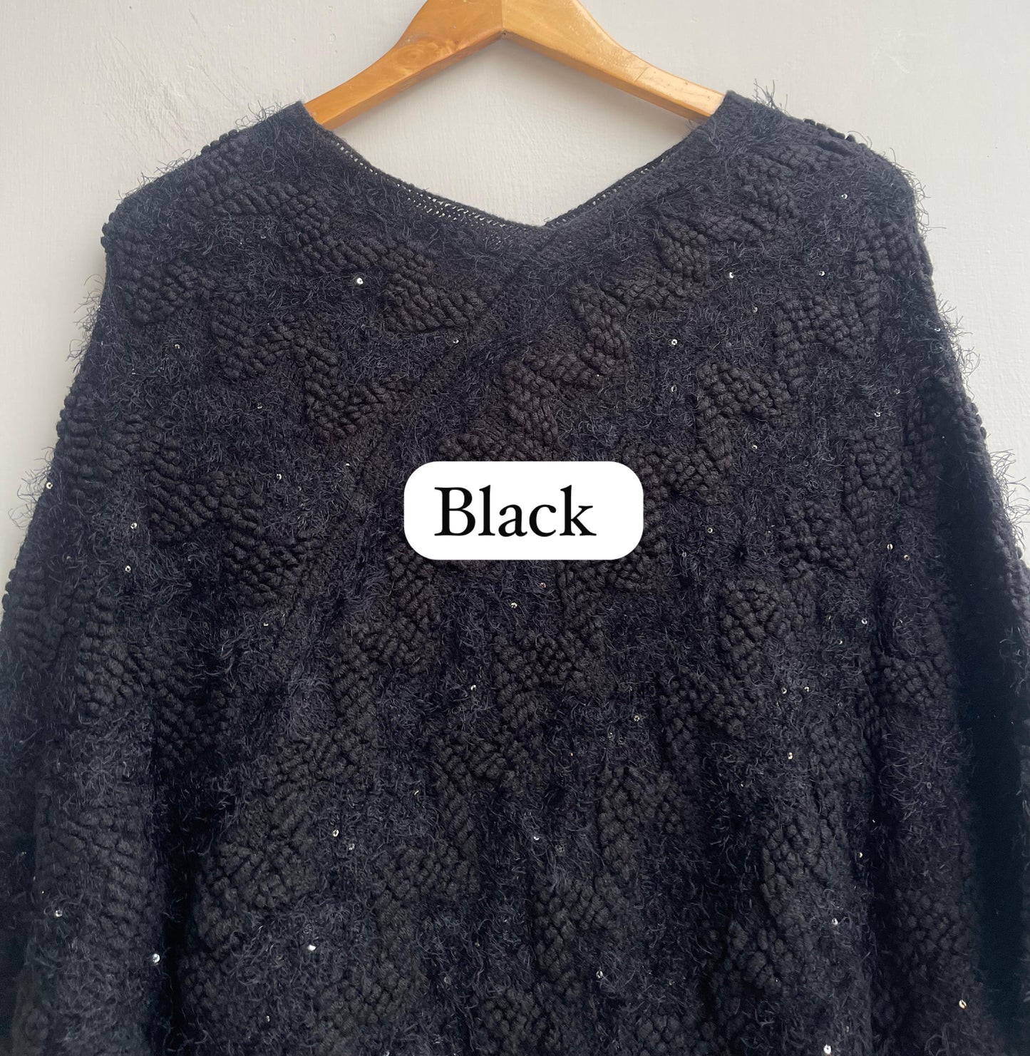 Woolen self ponchos with embroidery Rc17873