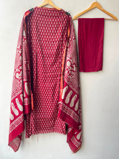 Maheshwari cotton chanderi unstitched printed ladies suit Rc19284 (b)