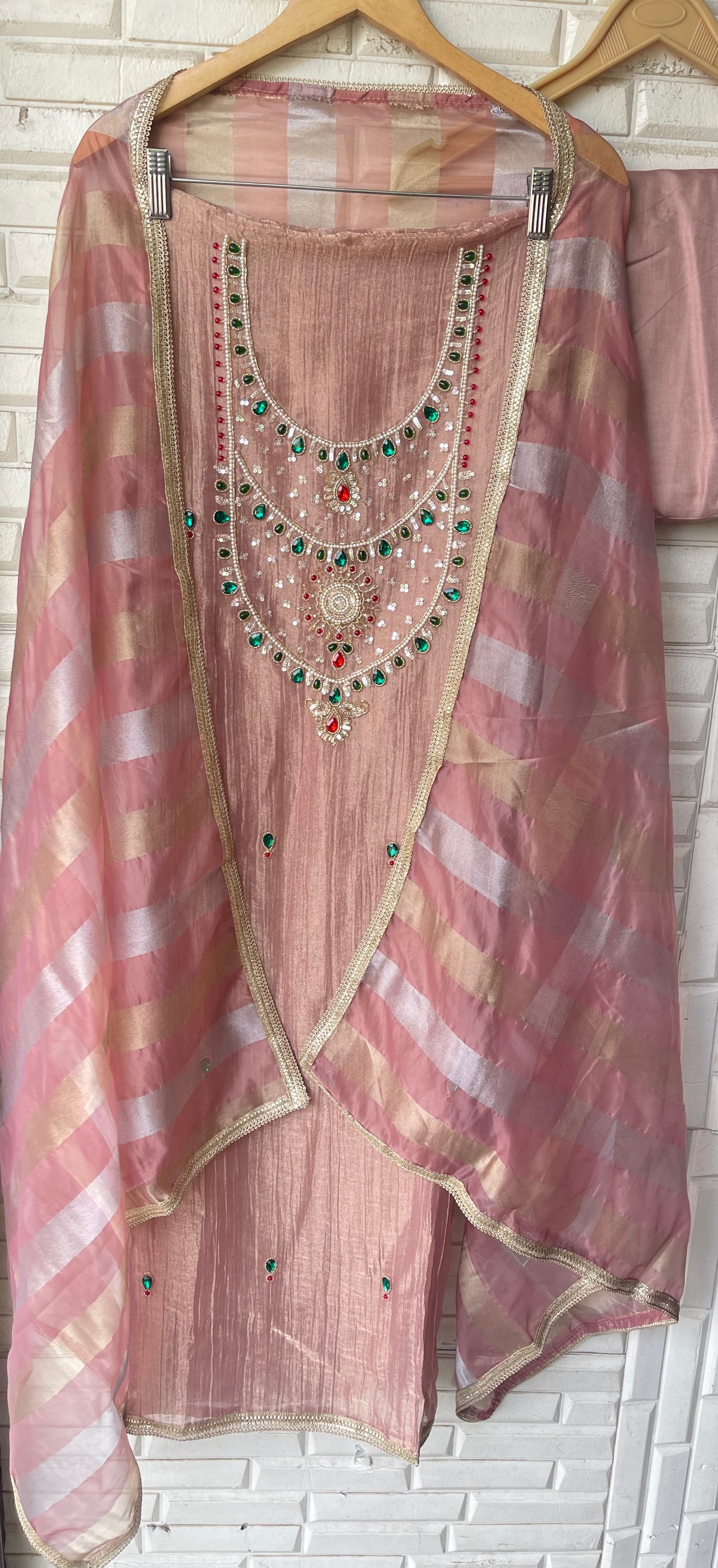 Pure crushed shimmer tissue unstitched ladies suit Rc19293 (b)