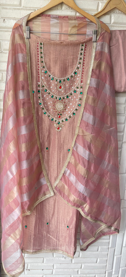 Pure crushed shimmer tissue unstitched ladies suit Rc19293 (b)