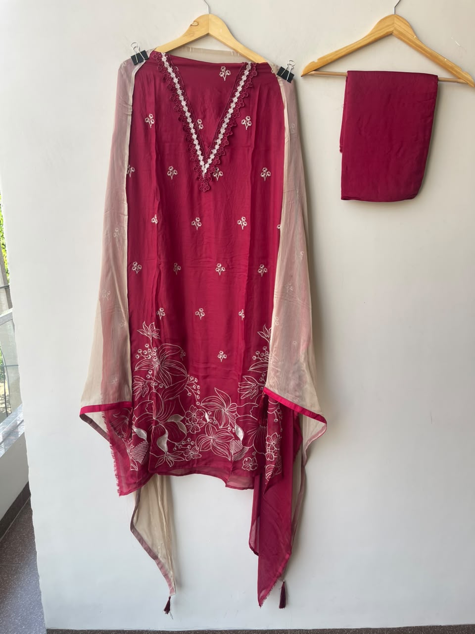 Elegant Resham Embroidered Unstitched Suit Set
