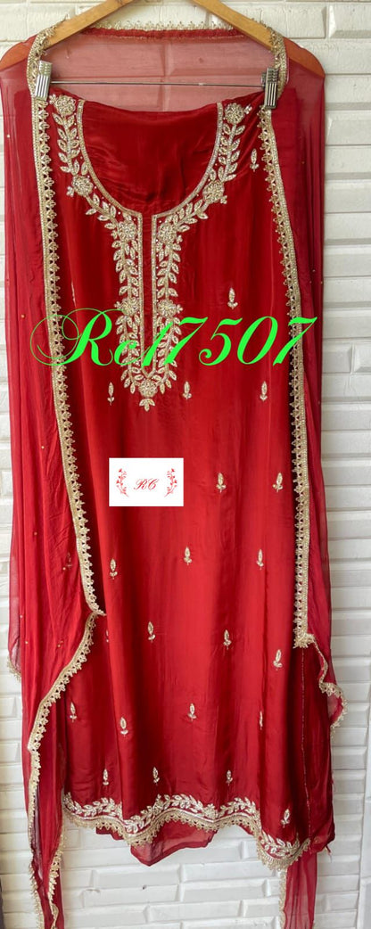 Organza silk unstitched ladies suit Rc17507