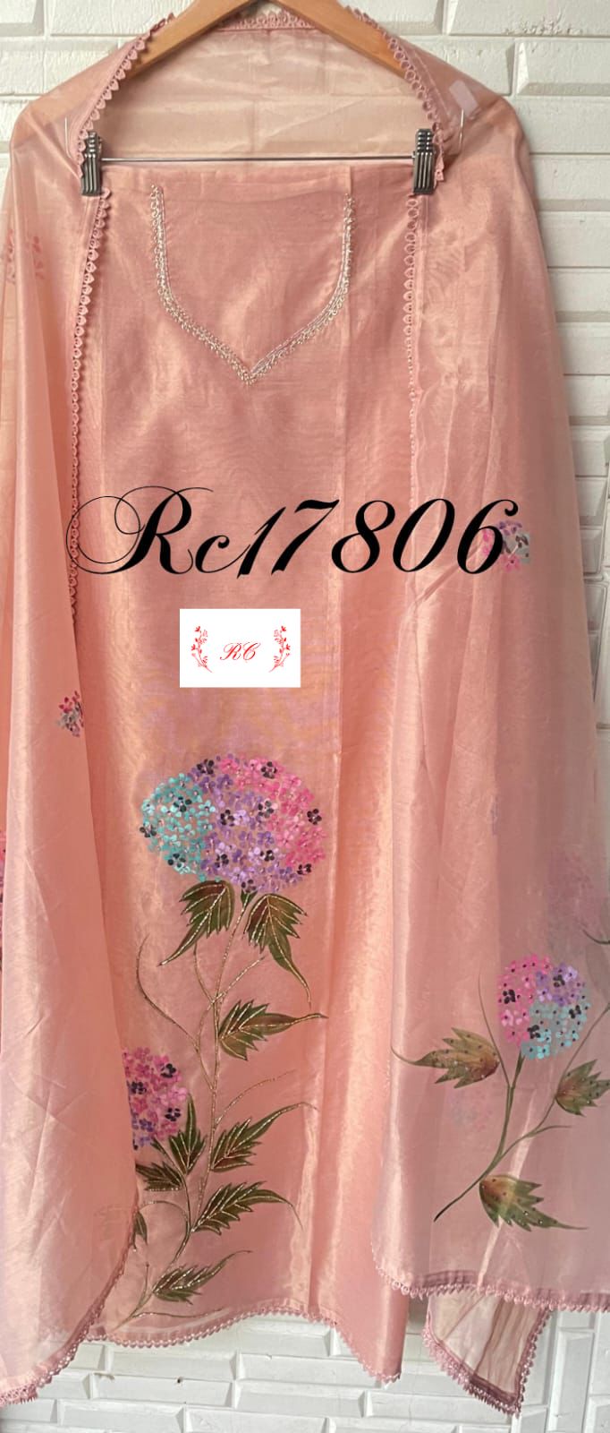 Shimmer silk organza unstitched ladies suit Rc17806