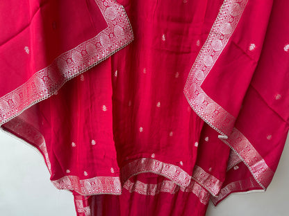 Banarasi Mul Chanderi 3pcs Designer Unstitched Suit Set