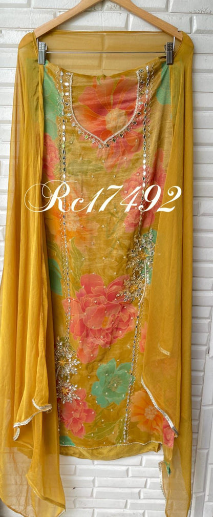 Organza unstitched ladies suit Rc17492