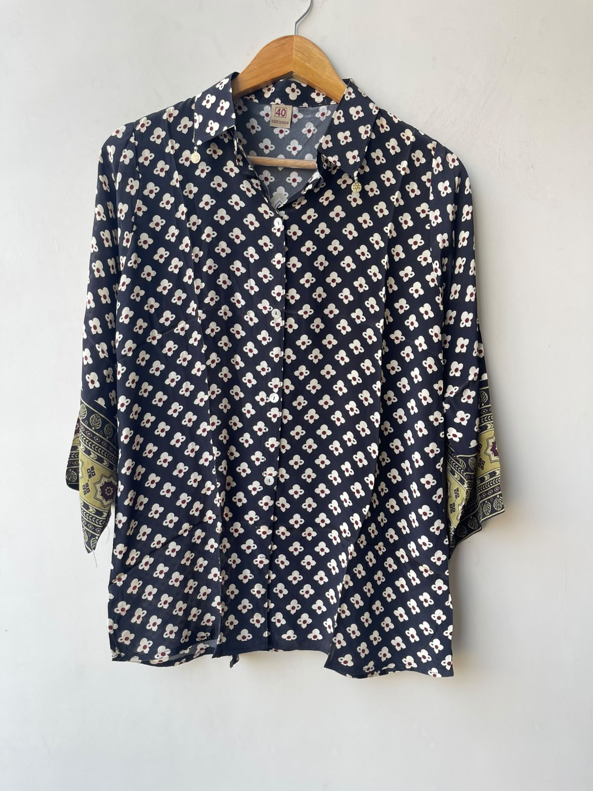 Satin crepe readymade ladies coord shirt Rc19165 (a)