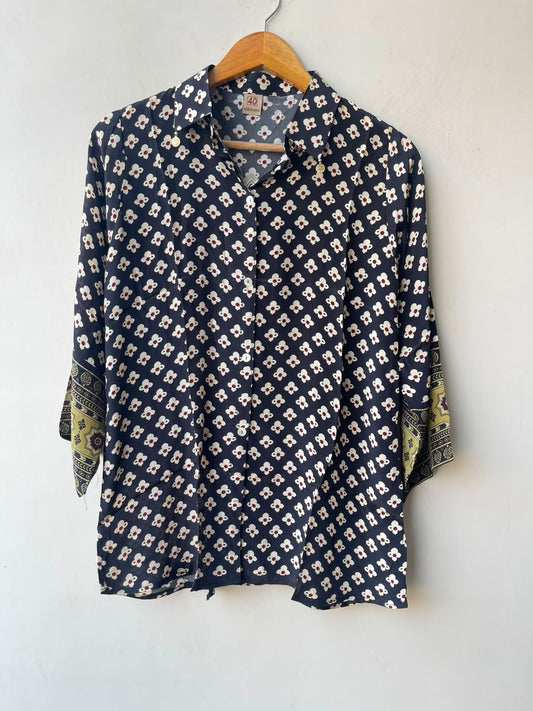 Satin crepe readymade ladies coord shirt Rc19165 (a)