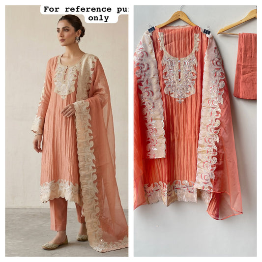 Pure Shimmer Tissue Ladies Unstitched Suit with Patchwork RC-19195(A) - Royal Chic by Priti