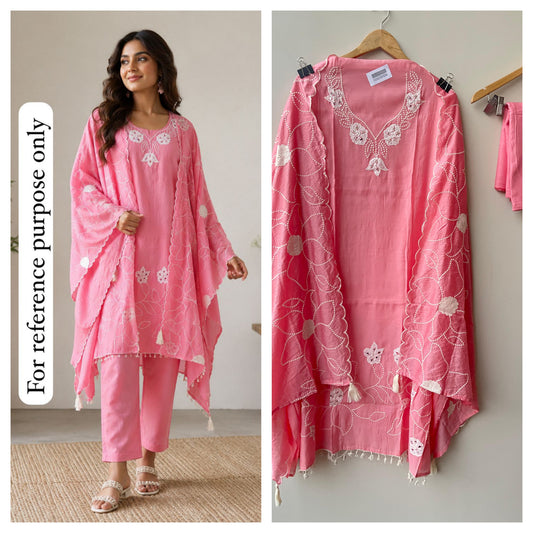 Mul Chanderi Unstitched Ladies Suit RC-18857