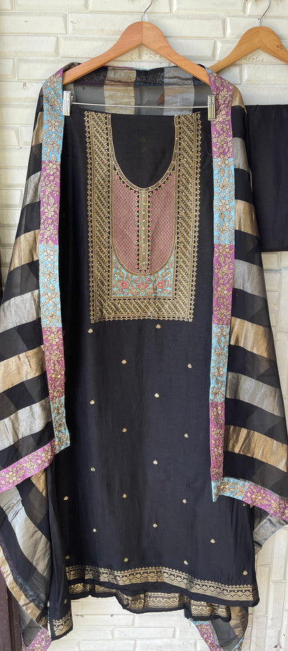 Banarasi tassar silk unstitched ladies suit Rc17722 (c)