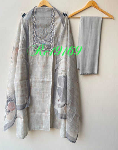 Pure self mul chanderi ladies unstitched suit Rc19169