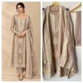 Designer Shimmer Silk 3pcs Unstitched Suit Set