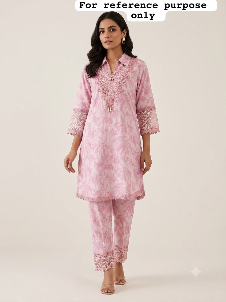 Linen printed stitched ladies coord set Rc19090