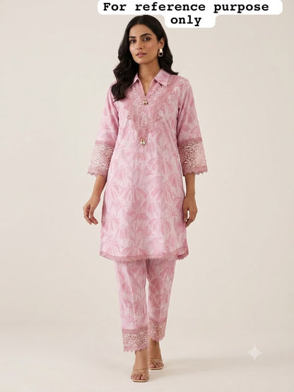 Linen printed stitched ladies coord set Rc19090