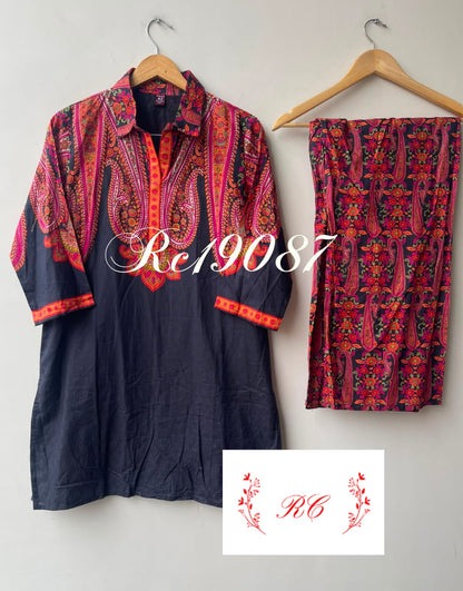 Cotton printed stitched ladies coord set Rc19087