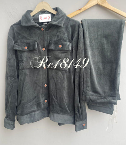 Velvet coudroy readymade winter ladies coord set Rc18149