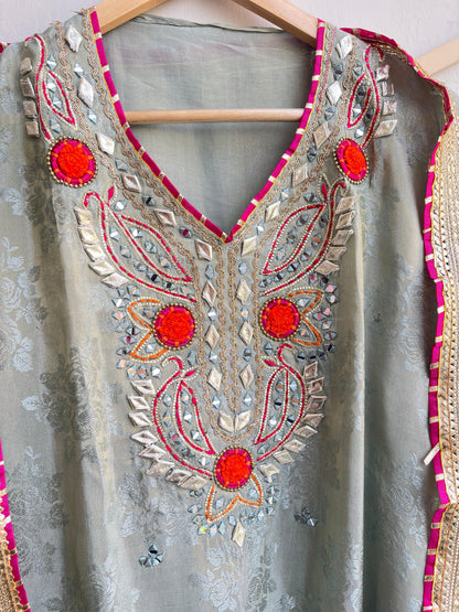 Self shimmer silk unstitched ladies suit Rc17874