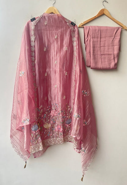 Crushed tissue shimmer ladies unstitched suit