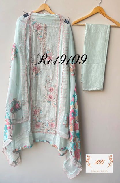 Mul chanderi unstitched ladies suit Rc19109