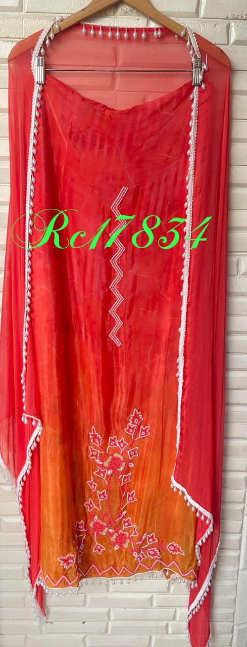 Crape silk unstitched ladies suit Rc17834