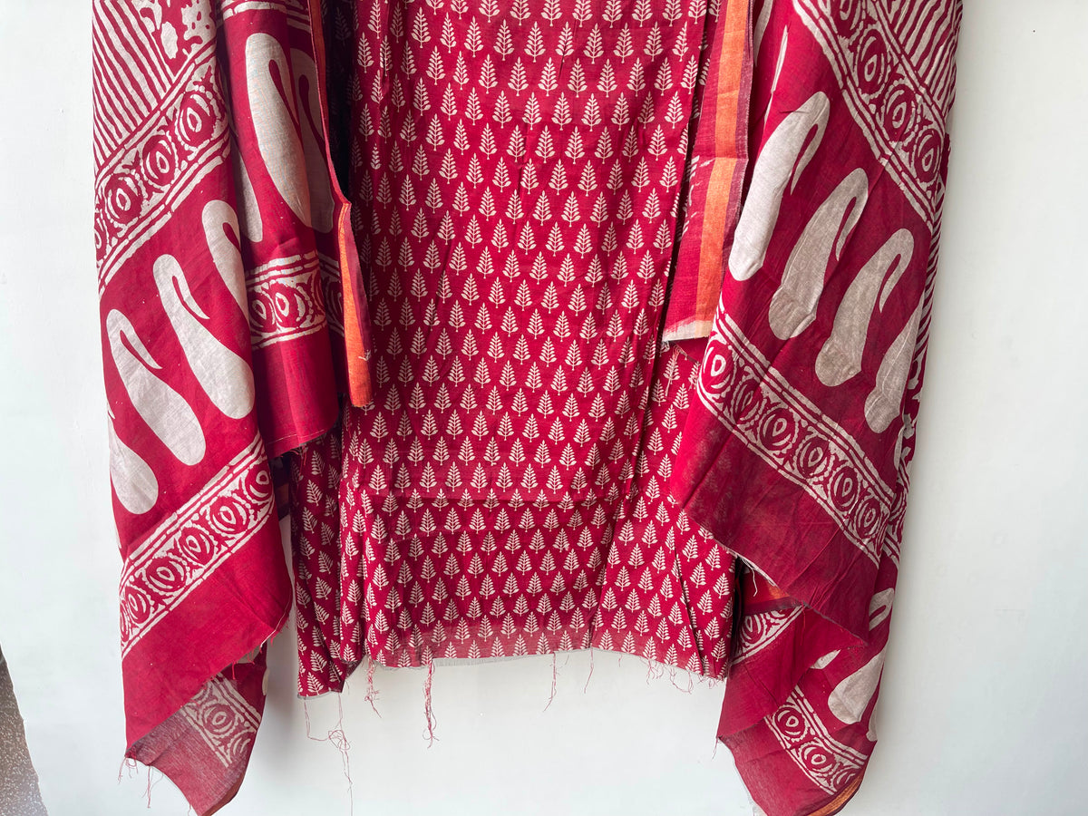 Maheshwari cotton chanderi unstitched printed ladies suit Rc19284 (b)