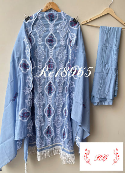 Mul chanderi printed ladies unstitched suit Rc18965