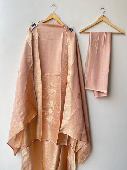 Exquisite Banarasi Shimmer Giraffe Silk Unstitched 3 Pcs Designer Suit Set