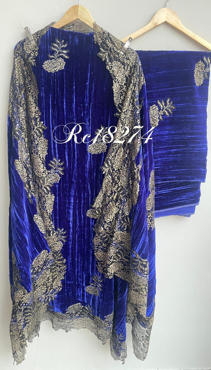 Micra crushed velvet unstitched ladies suit Rc18274