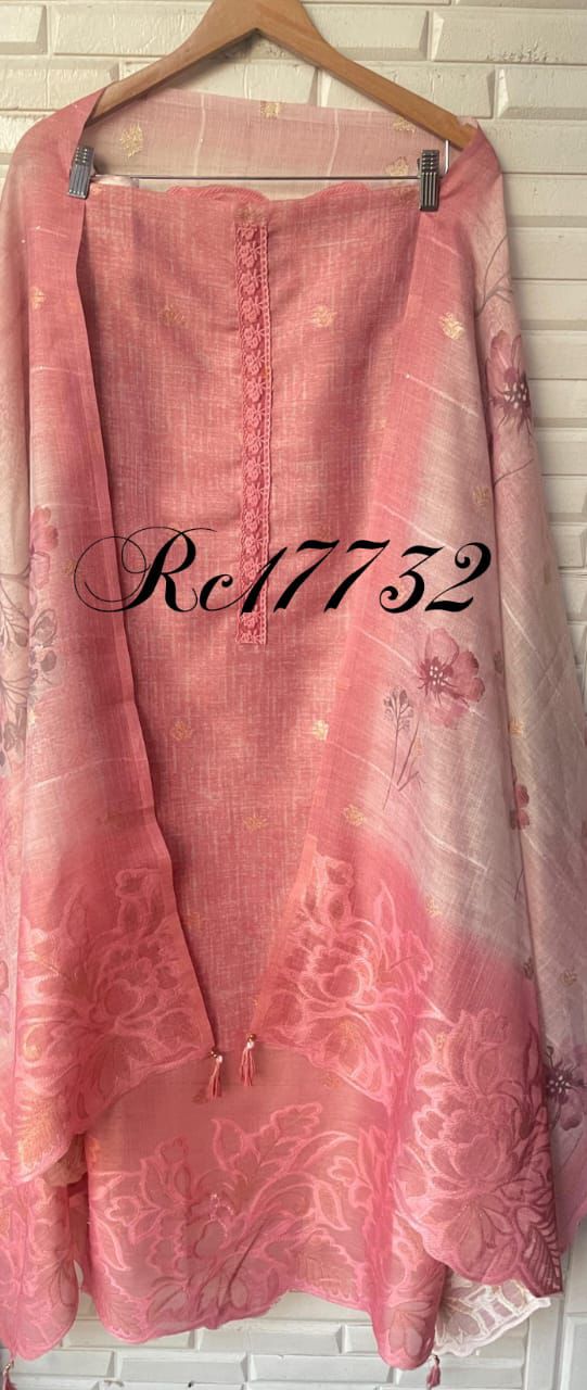 Banarasi shimmer linen unstitched ladies suit Rc17732