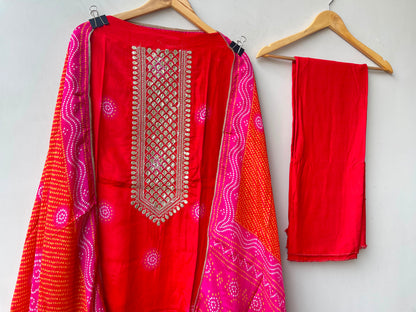 Gajji silk printed unstitched ladies suit Rc19201