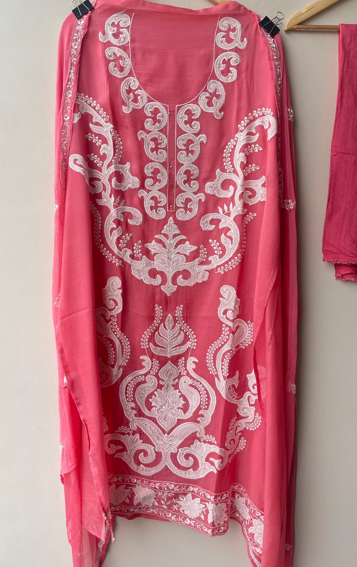 Exquisite Organza Tuile Embroidered Unstitched 3 Pcs Designer Suit Set