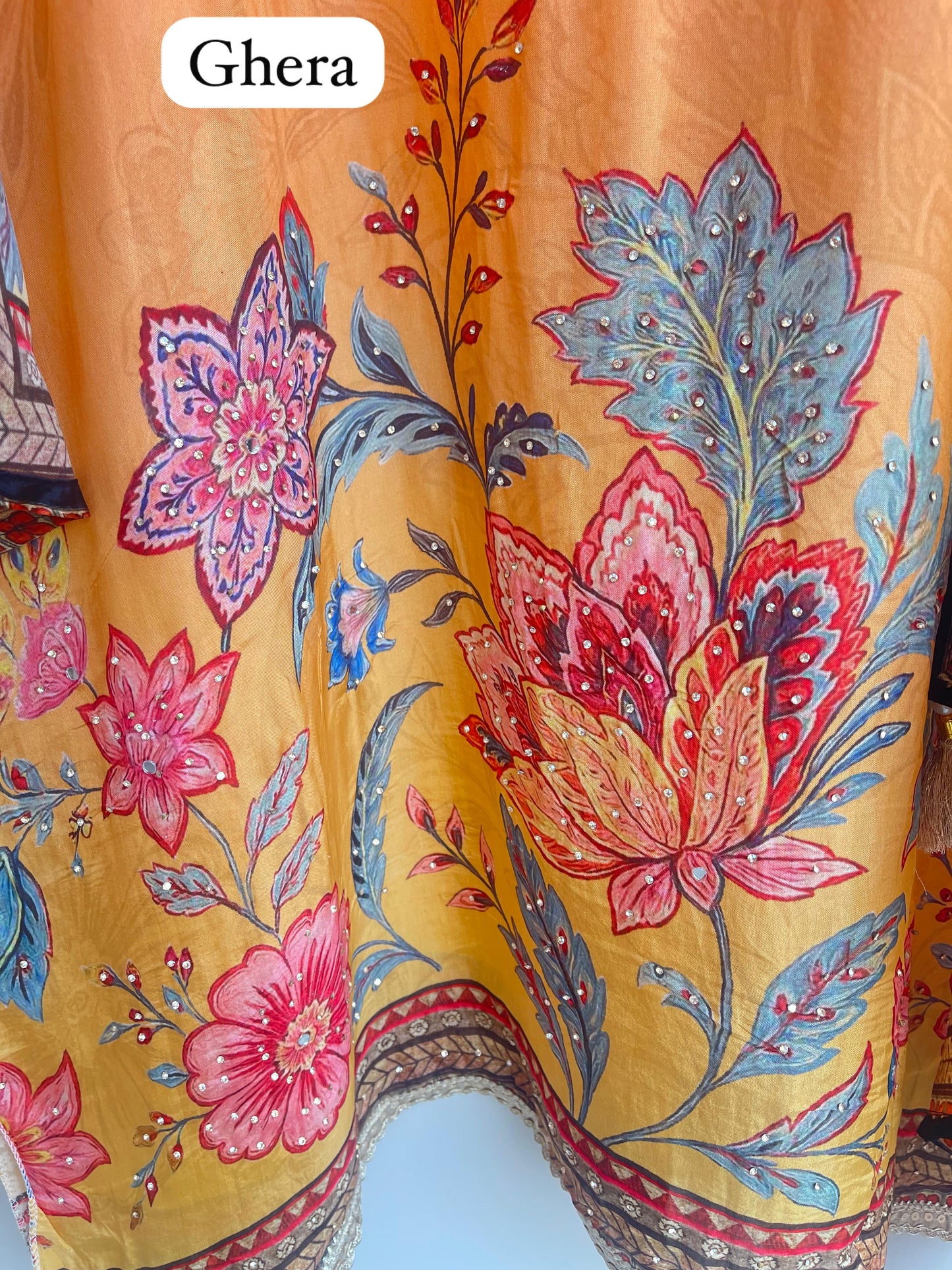 Crape satin unstitched ladies suit Rc17898