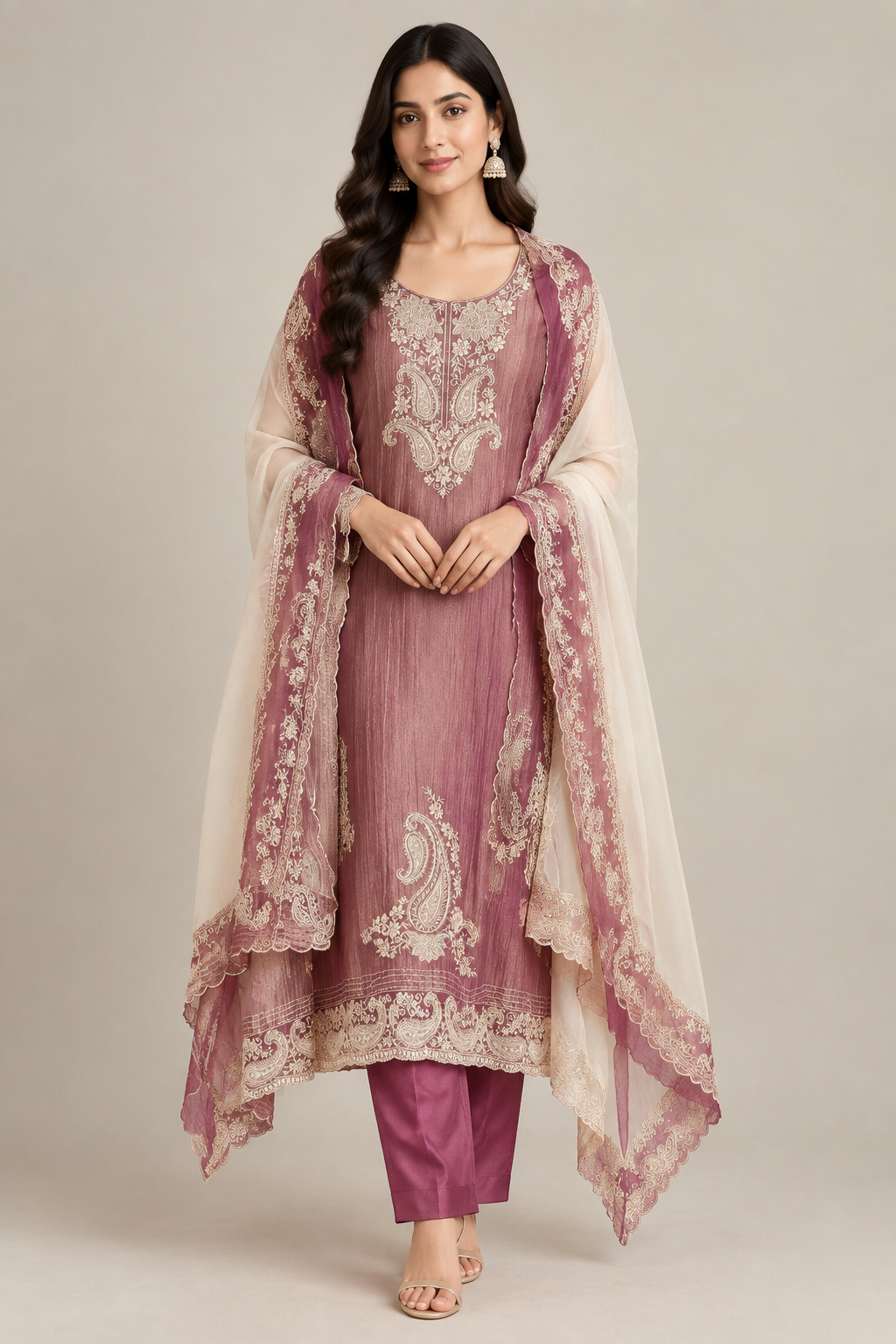Exquisite Shimmer Tissue Embroidered Unstitched 3 pcs Designer Suit