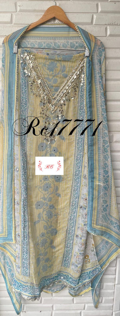 Organza unstitched ladies suit Rc17771