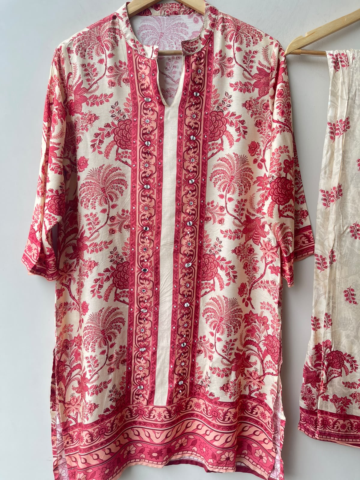 Muslin printed ladies stitched coord set Rc19196