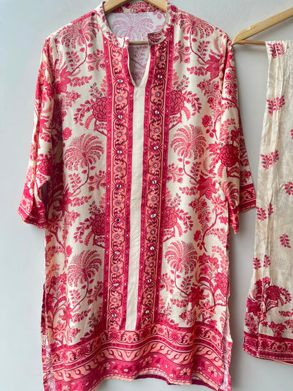Muslin printed ladies stitched coord set Rc19196