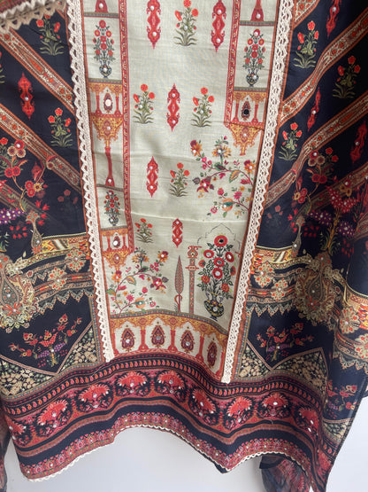 Cotton silk unstitched ladies suit Rc17950