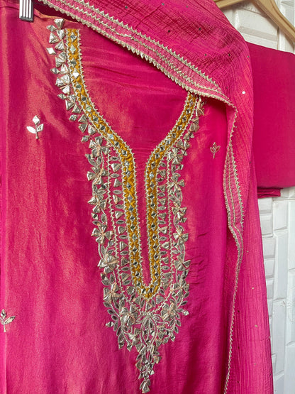 Shimmer silk unstitched ladies suit Rc17701