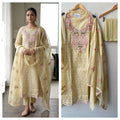 Mul Chanderi Zari Weaving Unstitched Suit with Resham Work RC-18954