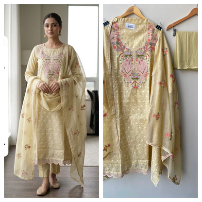 Mul chanderi unstitched ladies suit Rc18954