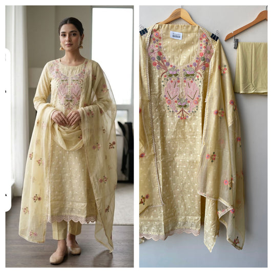 Mul chanderi unstitched ladies suit Rc18954