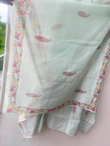 Mul chanderi printed ladies unstitched suit Rc18960 (b)