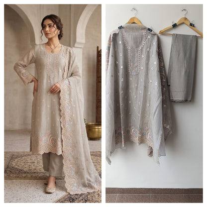 Pure crushed shimmer tissue unstitched ladies suit Rc19268 (a)