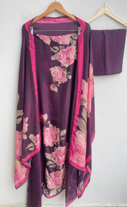 Crepe Satin Unstitched Ladies Suit RC-18165 – view 2